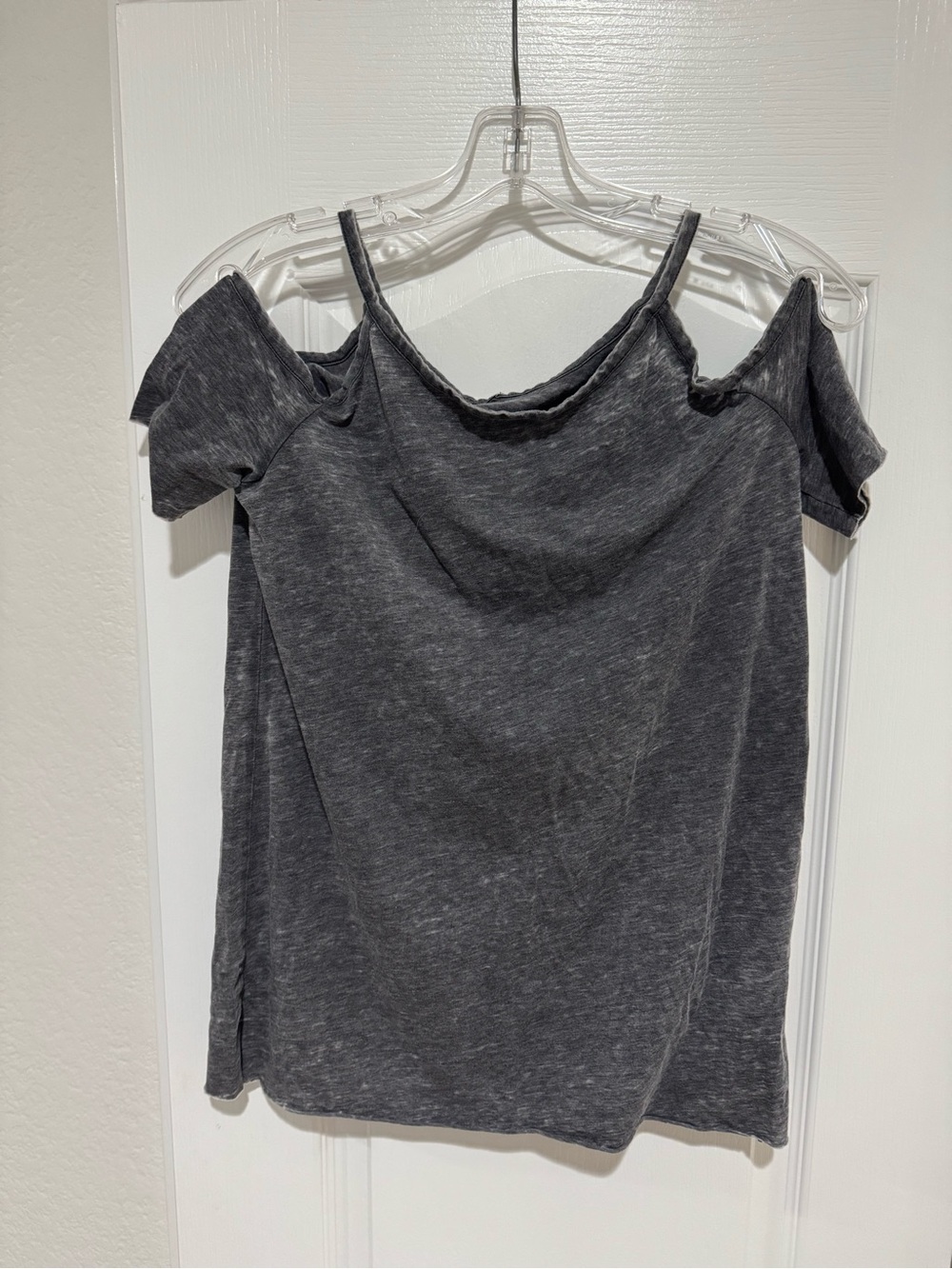 All Saints Washed Charcoal Cold-Shoulder Women’s Top